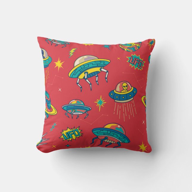 Retro UFO Space Invaders Kussen (Voorkant)
