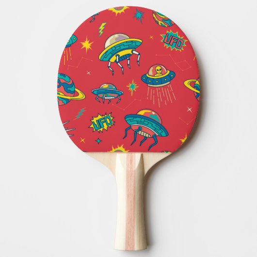 Retro UFO Space Invaders Tafeltennisbatje (Voorkant)