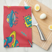 Retro UFO Space Invaders Theedoek (Quarter Fold)