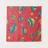 Retro UFO Space Invaders Wandkleed (Voorkant (horizontaal))