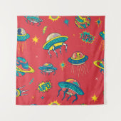 Retro UFO Space Invaders Wandkleed (Voorkant)
