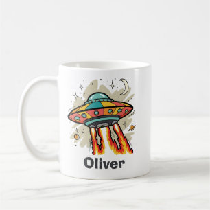 Retro UFO Vliegende Schotel Buitenaardse Ruimtesch Koffiemok