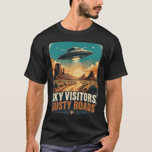 Retro UFO Western Woestijn Landschap Vintage T-shirt