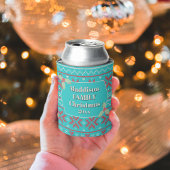 Retro Ugly Christmas Sweater Blue Red Holly Blikjeskoeler