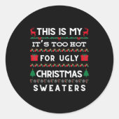 Retro Ugly Christmas Sweater Candy Cane Tree Vibes Ronde Sticker (Voorkant)