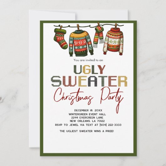 Retro Ugly Christmas Sweater Holiday Party Kaart (Voorkant)