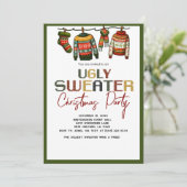 Retro Ugly Christmas Sweater Holiday Party Kaart (Staand voorkant)