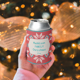 Retro Ugly Christmas Sweater Nordic Red Blue Blikjeskoeler