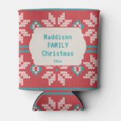 Retro Ugly Christmas Sweater Nordic Red Blue Blikjeskoeler (Voorkant)