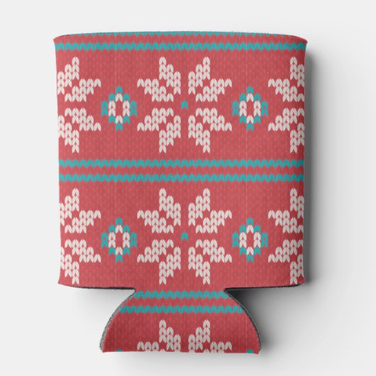 Retro Ugly Christmas Sweater Nordic Red Blue Blikjeskoeler (Achterkant)