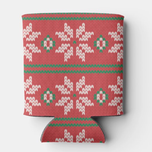 Retro Ugly Christmas Sweater Nordic Red Green Blikjeskoeler (Achterkant)