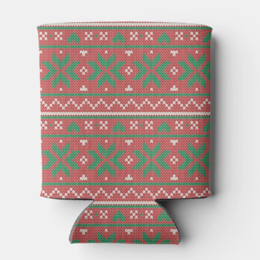Retro Ugly Christmas Sweater Red Green Holly Blikjeskoeler (Achterkant)