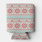 Retro Ugly Christmas Sweater Snowflakes White Blikjeskoeler (Achterkant)