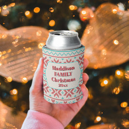 Retro Ugly Christmas Sweater Snowflakes White Blikjeskoeler