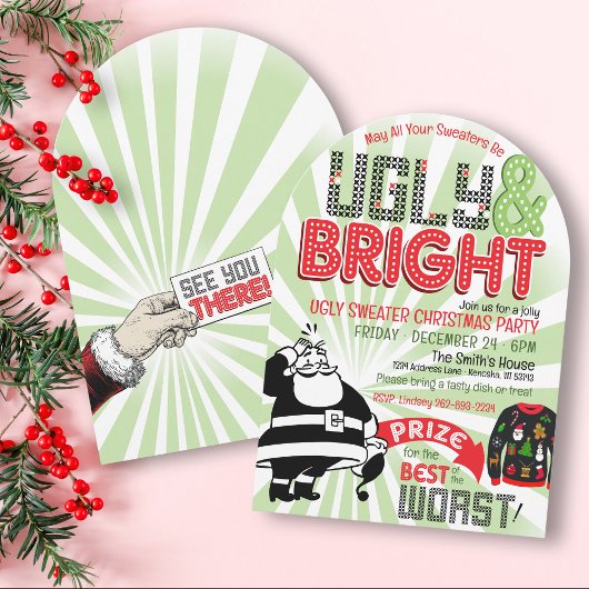 Retro Ugly Sweater Christmas Party Arch Uitnodigin Kaart