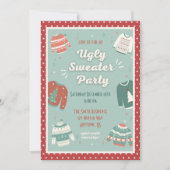 Retro Ugly Sweater Party Holiday Uitnodiging (Voorkant)