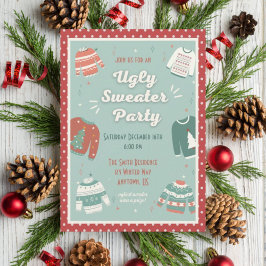 Retro Ugly Sweater Party Holiday Uitnodiging