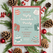 Retro Ugly Sweater Party Holiday Uitnodiging