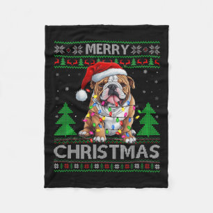 Retro Ugly Xmas Trui Style Santa Bulldog Hond Ch Fleece Deken