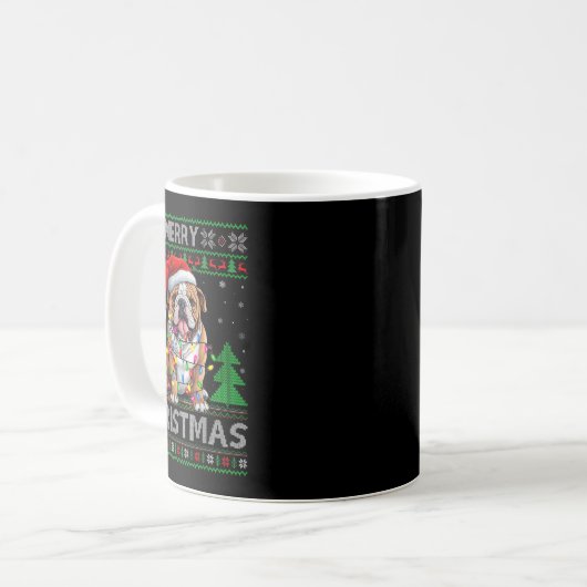 Retro Ugly Xmas Trui Style Santa Bulldog Hond Ch Koffiemok (Voorkant links)