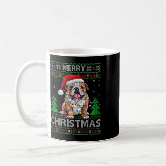 Retro Ugly Xmas Trui Style Santa Bulldog Hond Ch Koffiemok (Links)