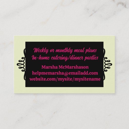 Retro ui schets koken culinaire zaken ca... visitekaartje (Achterkant)