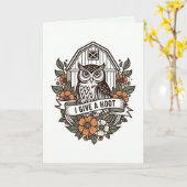 Retro uil 'Ik geef om' ontwerp Kaart (Gele Bloem)