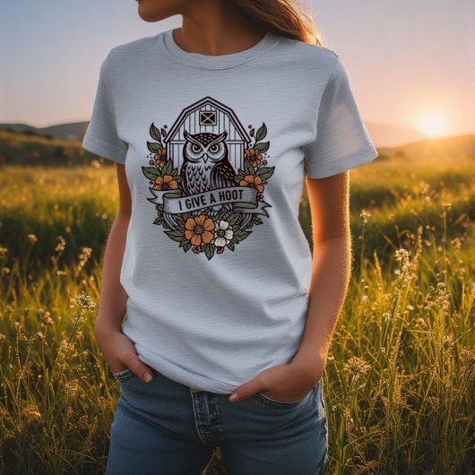 Retro uil 'Ik geef om' ontwerp T-shirt