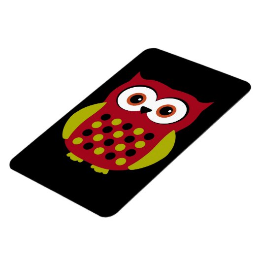 Retro Uil in Rood Magneet (Linkerzijde)