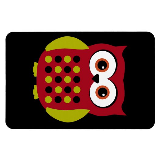 Retro Uil in Rood Magneet (Horizontaal)