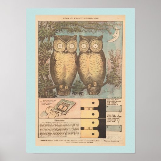 Retro uil leuke herfst knutselwerk poster (Voorkant)