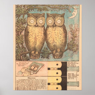 Retro uil leuke herfst knutselwerk poster