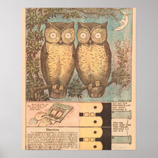 Retro uil leuke herfst knutselwerk poster (Voorkant)