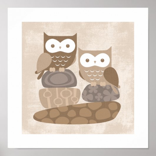 Retro Uil Poster Print (Voorkant)