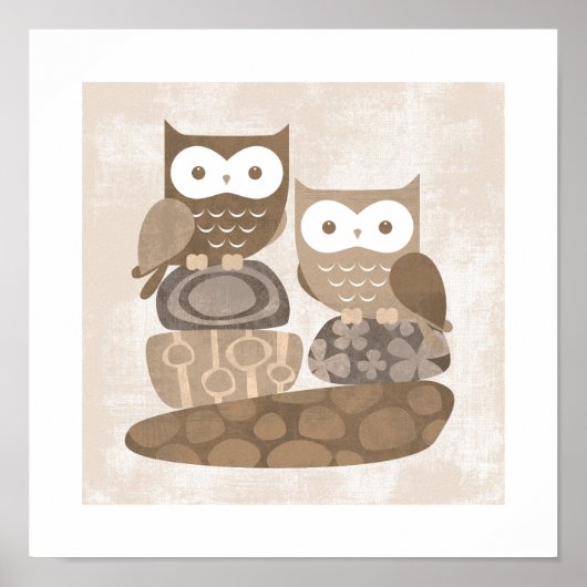 Retro Uil Poster Print (Voorkant)