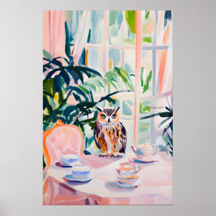 Retro Uil Poster, Uil Olie Schilderij, Vintage Uil Poster