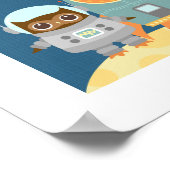 Retro Uil Ruimte Poster Print (Hoek)