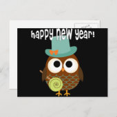 Retro Uil voor New Years Eve Feestdagenkaart (Voorkant / Achterkant)