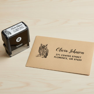 Retro Uil Zelfinkende Retouradres Stempel
