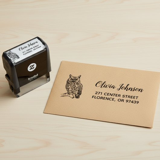 Retro Uil Zelfinkende Retouradres Stempel