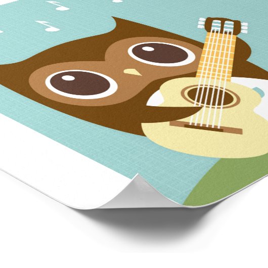 Retro Uil Zingen Poster Print (Hoek)