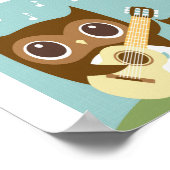 Retro Uil Zingen Poster Print (Hoek)