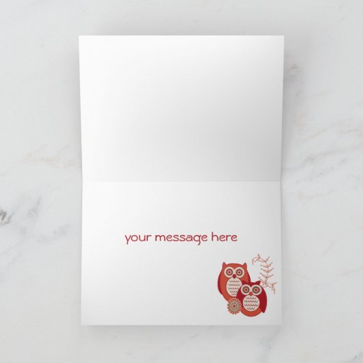 Retro uilen denken aan je Kaart (Binnen)