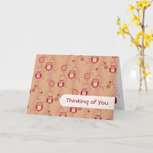 Retro uilen denken aan je Kaart (Gele Bloem)