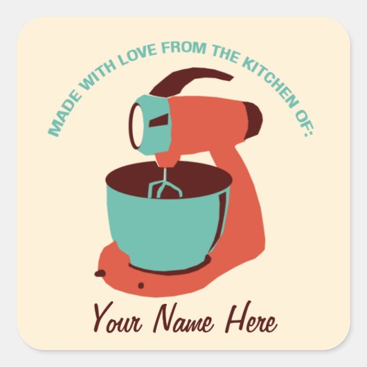 Retro 'Uit de keuken van stickers' Vierkante Sticker (Voorkant)