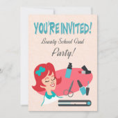 Retro Uitnodigen voor een Beauty School Afstuderen Kaart (Voorkant)