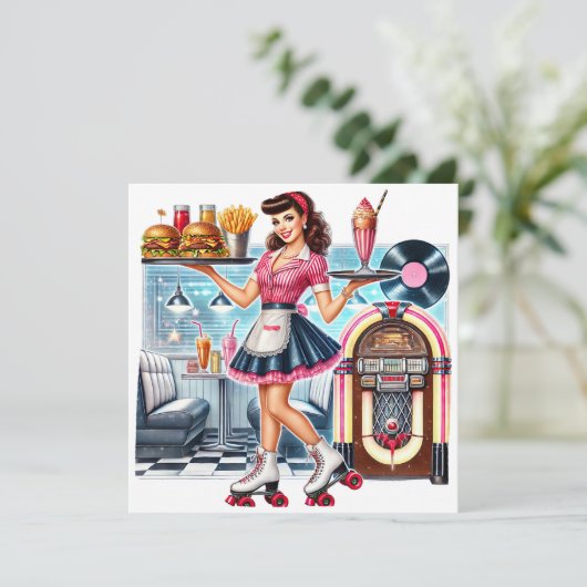 Retro Uitnodiging (Staand voorkant)