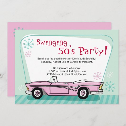 Retro Uitnodiging 1950 (Voorkant / Achterkant)