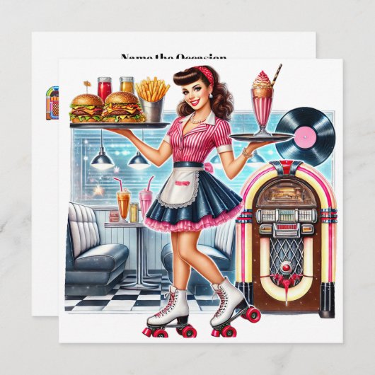 Retro-uitnodiging Kaart (Voorkant / Achterkant)