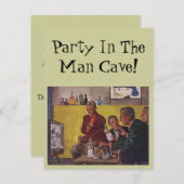 Retro uitnodiging om een Party Man Cave Thema te o (Voorkant / Achterkant)